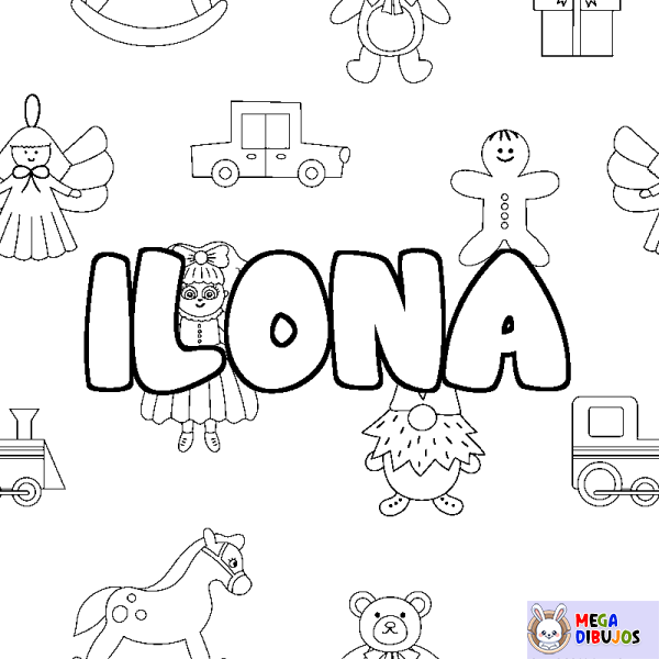 Coloración del nombre ILONA - decorado juguetes