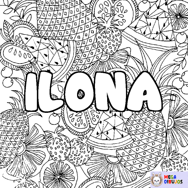 Coloración del nombre ILONA - decorado mandala de frutas