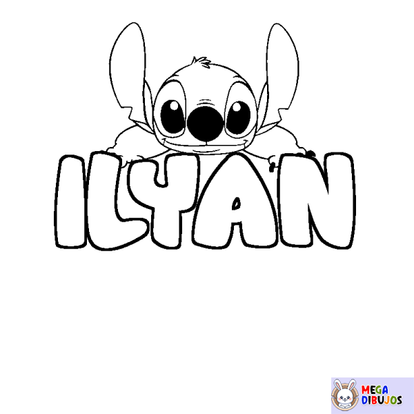 Coloración del nombre ILYAN - decorado Stitch