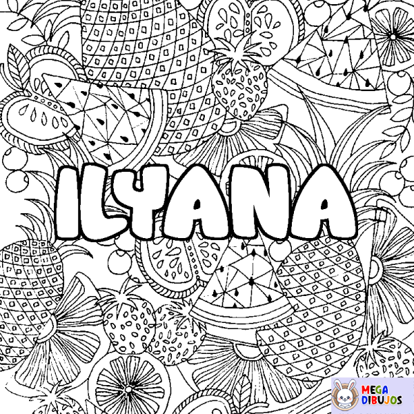Coloración del nombre ILYANA - decorado mandala de frutas