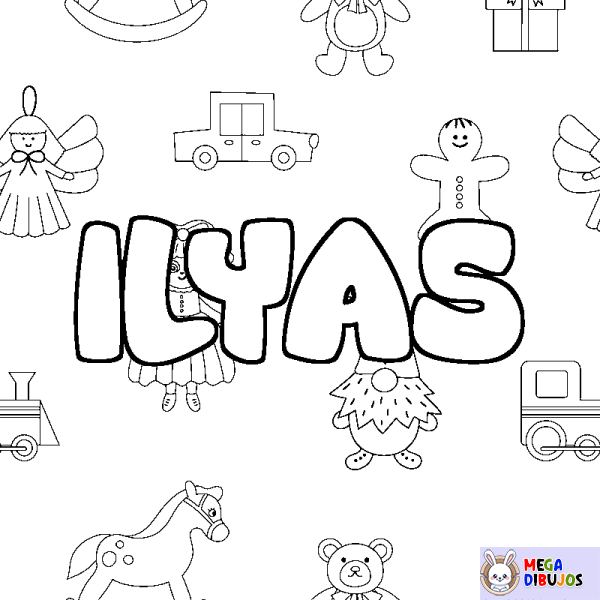 Coloración del nombre ILYAS - decorado juguetes