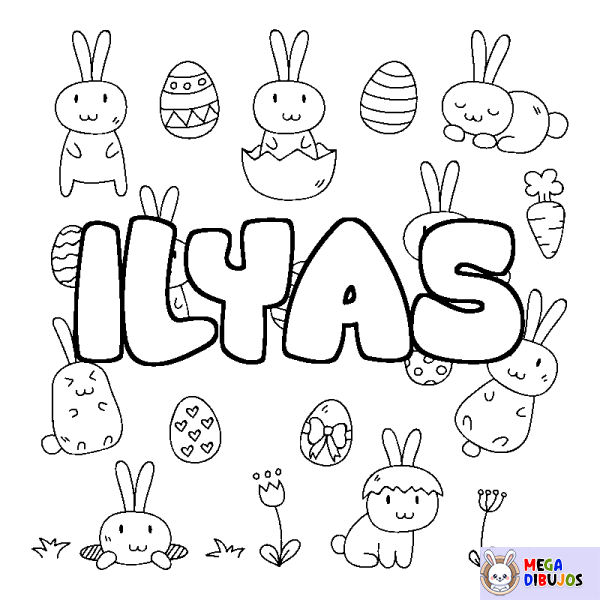 Coloración del nombre ILYAS - decorado Pascua