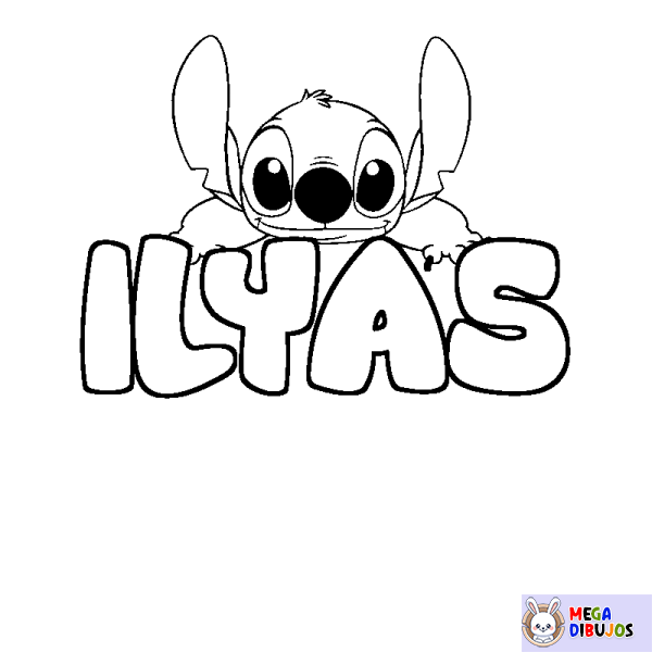 Coloración del nombre ILYAS - decorado Stitch