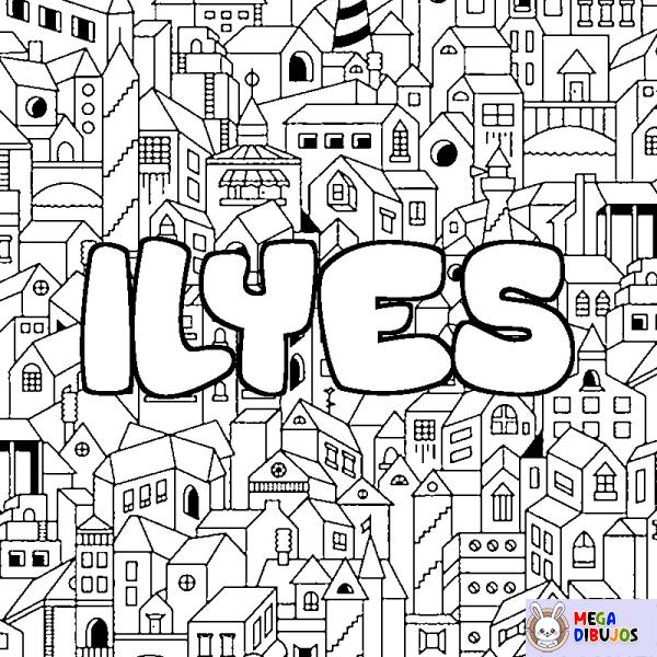 Coloración del nombre ILYES - decorado ciudad