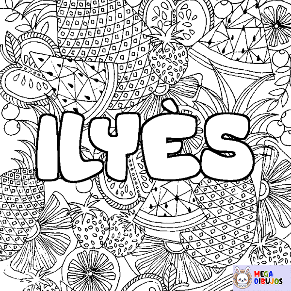 Coloración del nombre ILY&Egrave;S - decorado mandala de frutas