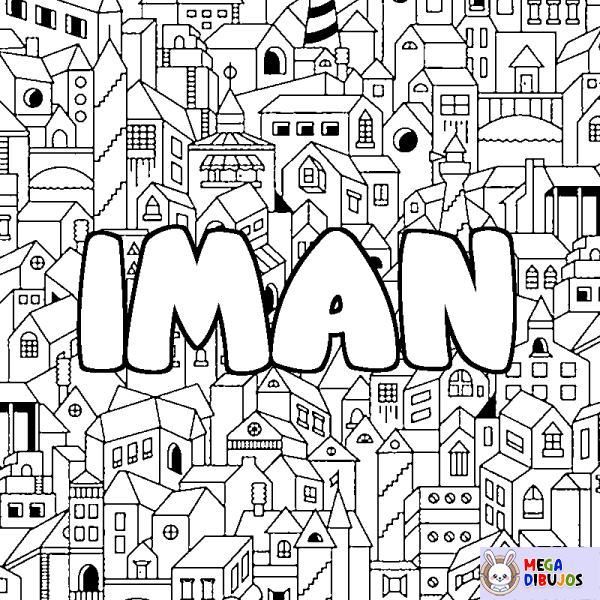 Coloración del nombre IMAN - decorado ciudad
