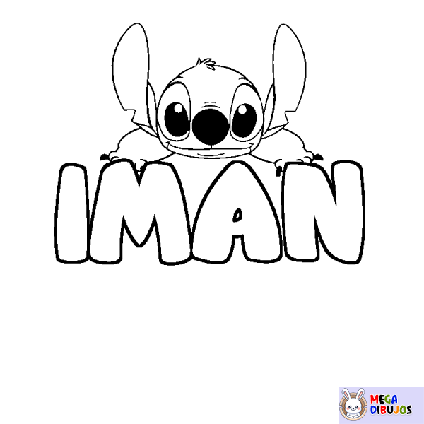Coloración del nombre IMAN - decorado Stitch