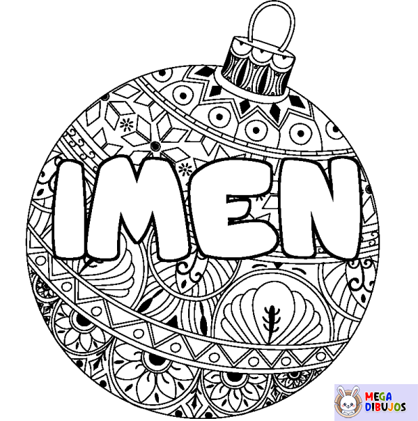 Coloración del nombre IMEN - decorado bola de Navidad
