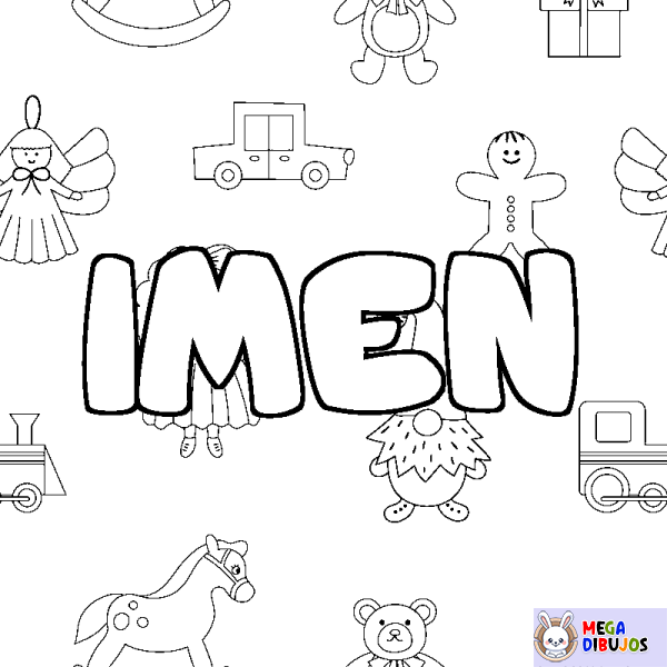 Coloración del nombre IMEN - decorado juguetes