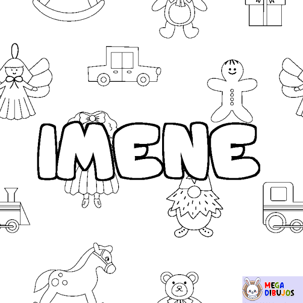 Coloración del nombre IMENE - decorado juguetes