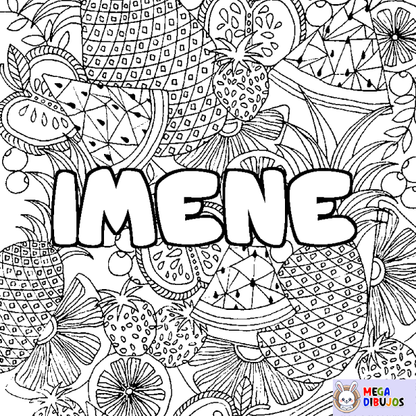 Coloración del nombre IMENE - decorado mandala de frutas