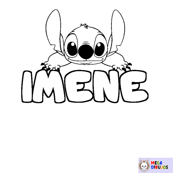 Coloración del nombre IMENE - decorado Stitch