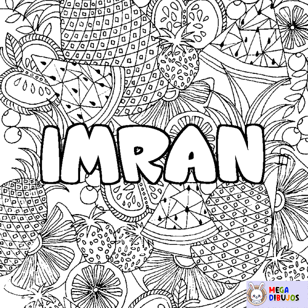 Coloración del nombre IMRAN - decorado mandala de frutas