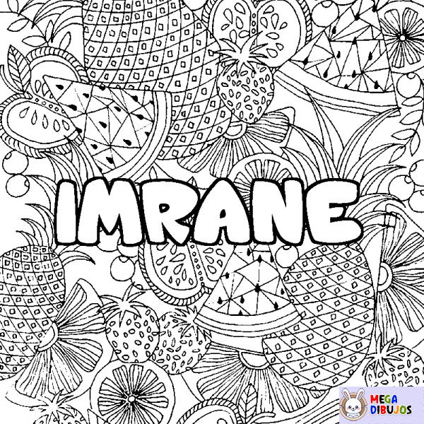 Coloración del nombre IMRANE - decorado mandala de frutas