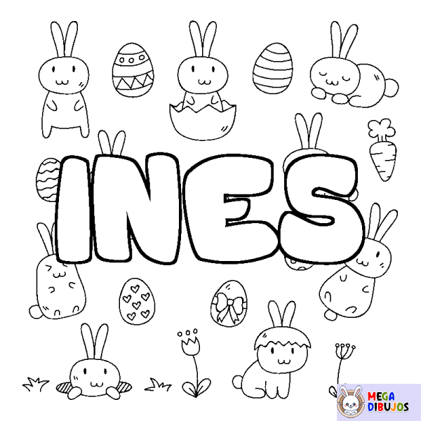 Coloración del nombre INES - decorado Pascua