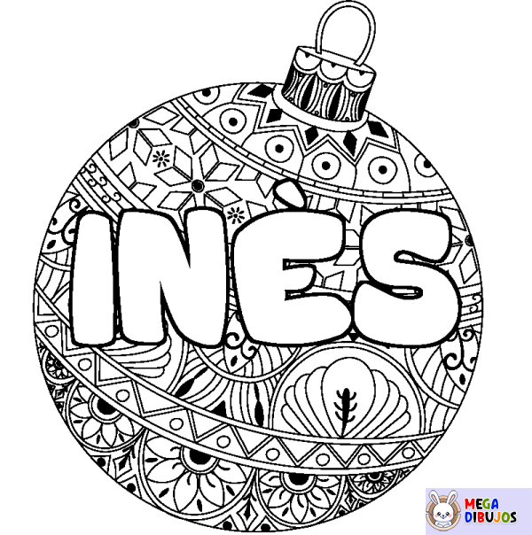 Coloración del nombre IN&Egrave;S - decorado bola de Navidad