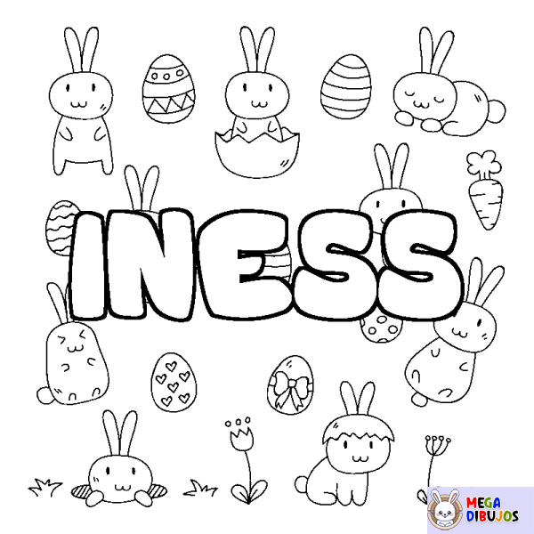 Coloración del nombre INESS - decorado Pascua