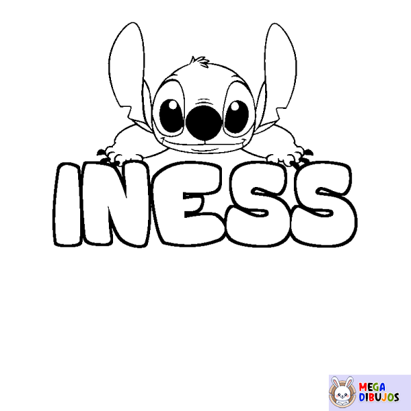 Coloración del nombre INESS - decorado Stitch