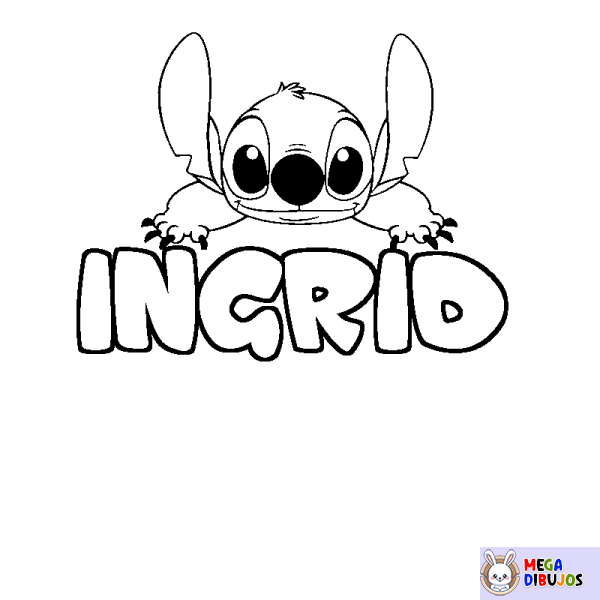 Coloración del nombre INGRID - decorado Stitch