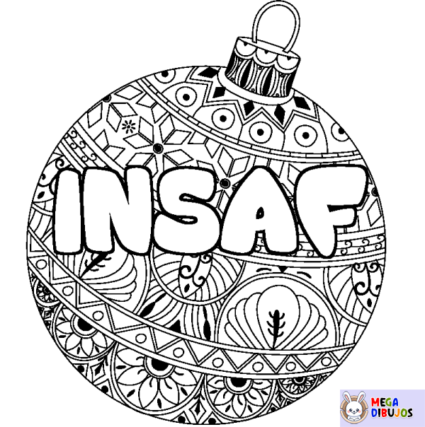 Coloración del nombre INSAF - decorado bola de Navidad