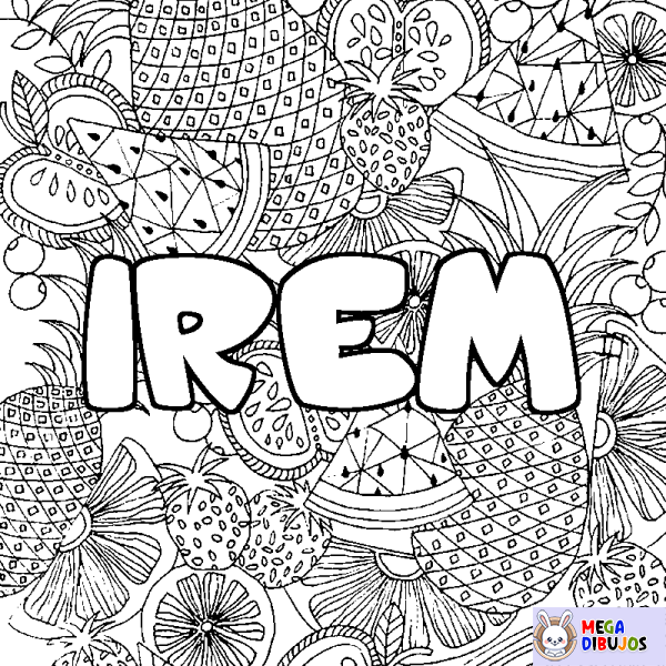Coloración del nombre IREM - decorado mandala de frutas
