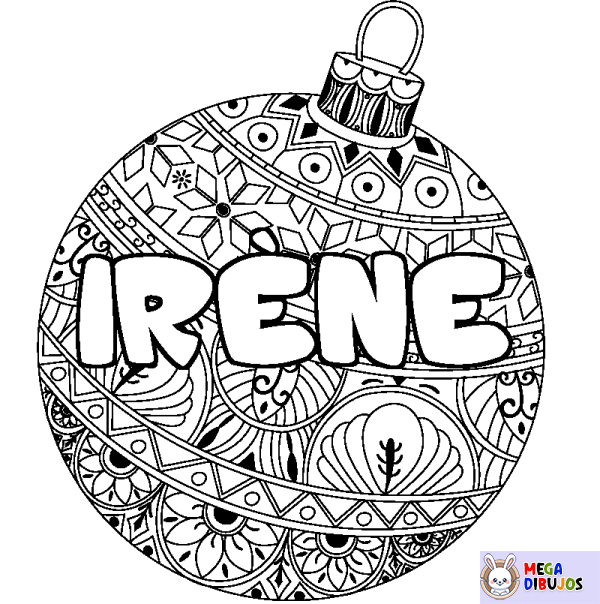 Coloración del nombre IR&Egrave;NE - decorado bola de Navidad