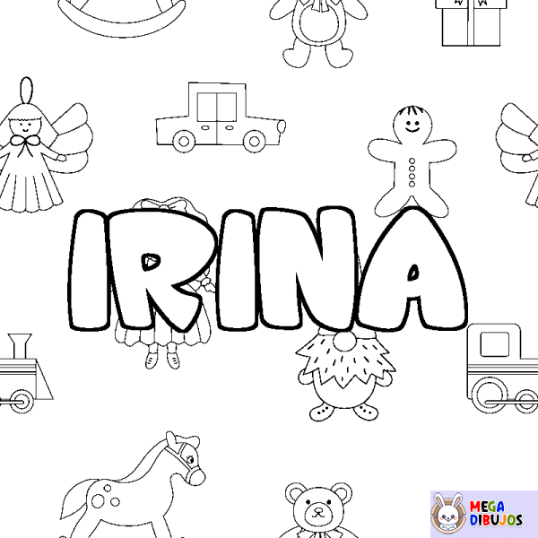 Coloración del nombre IRINA - decorado juguetes