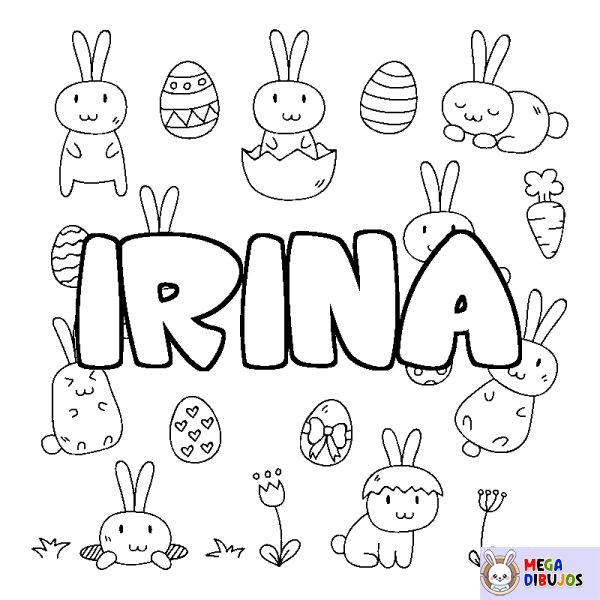 Coloración del nombre IRINA - decorado Pascua