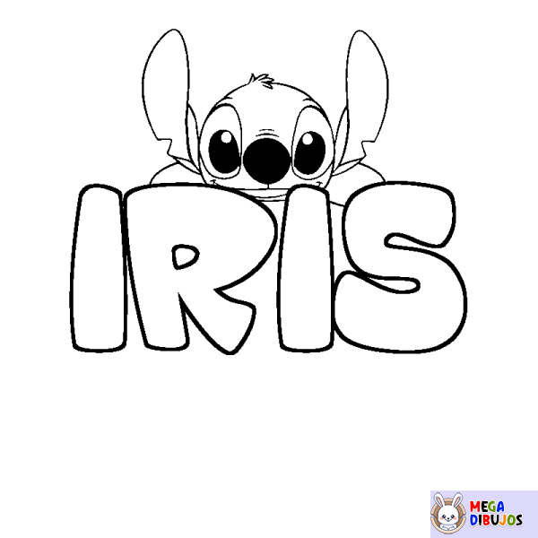 Coloración del nombre IRIS - decorado Stitch