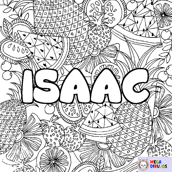 Coloración del nombre ISAAC - decorado mandala de frutas