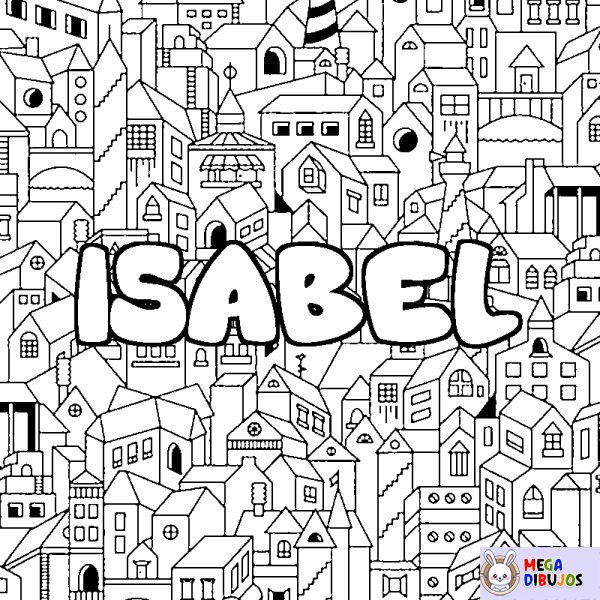 Coloración del nombre ISABEL - decorado ciudad