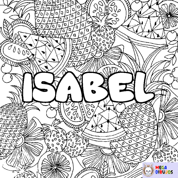 Coloración del nombre ISABEL - decorado mandala de frutas