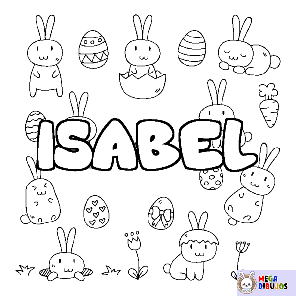 Coloración del nombre ISABEL - decorado Pascua