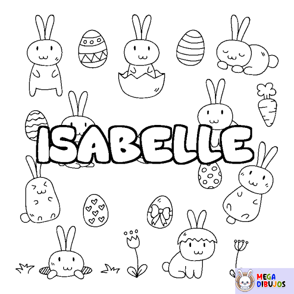Coloración del nombre ISABELLE - decorado Pascua
