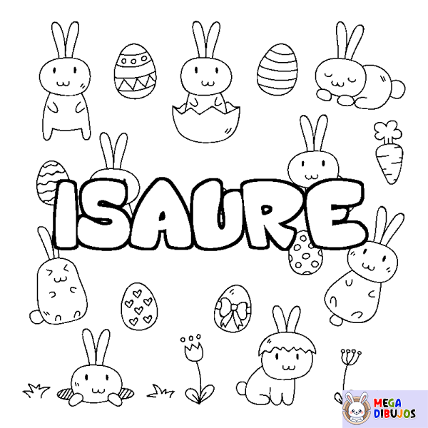 Coloración del nombre ISAURE - decorado Pascua