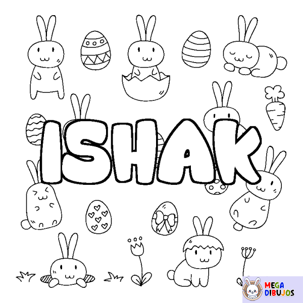 Coloración del nombre ISHAK - decorado Pascua