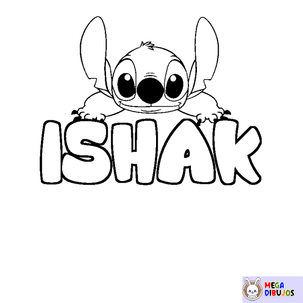 Coloración del nombre ISHAK - decorado Stitch