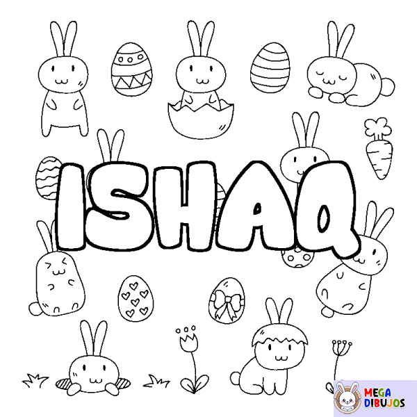 Coloración del nombre ISHAQ - decorado Pascua