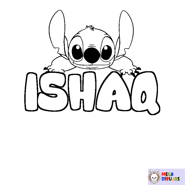 Coloración del nombre ISHAQ - decorado Stitch