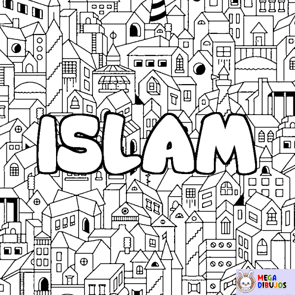 Coloración del nombre ISLAM - decorado ciudad