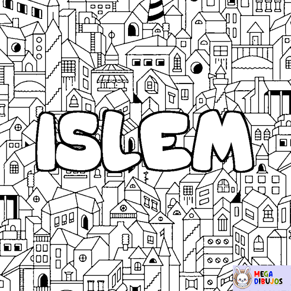 Coloración del nombre ISLEM - decorado ciudad