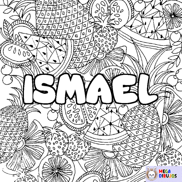 Coloración del nombre ISMAEL - decorado mandala de frutas