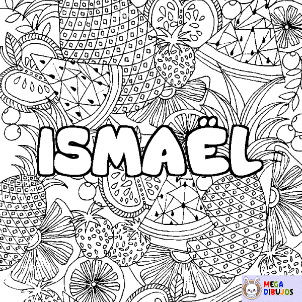 Coloración del nombre ISMA&Euml;L - decorado mandala de frutas