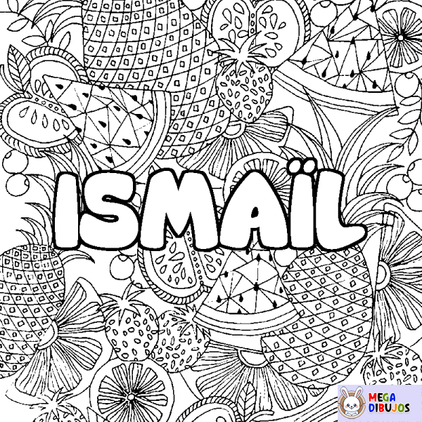 Coloración del nombre ISMA&Iuml;L - decorado mandala de frutas