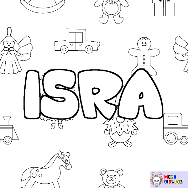 Coloración del nombre ISRA - decorado juguetes