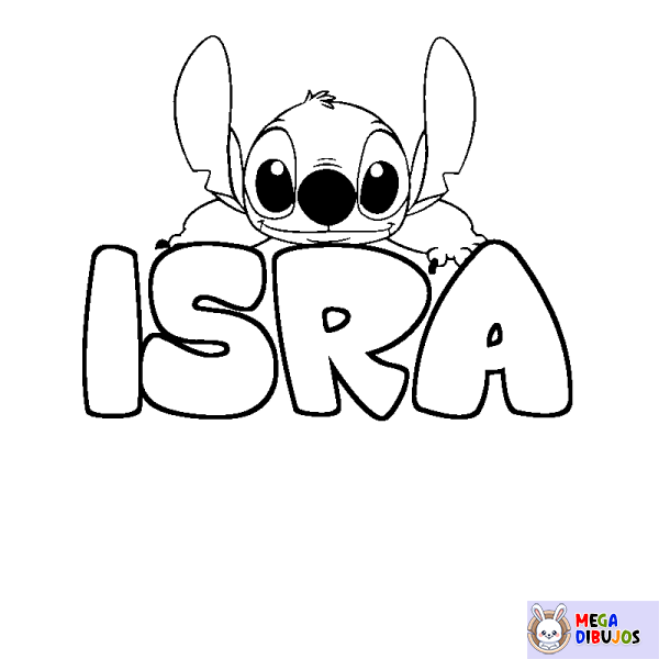 Coloración del nombre ISRA - decorado Stitch