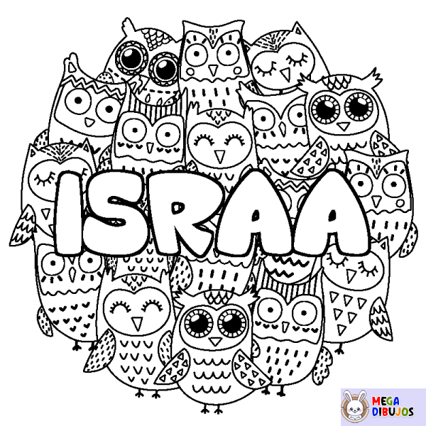 Coloración del nombre ISRAA - decorado b&uacute;hos