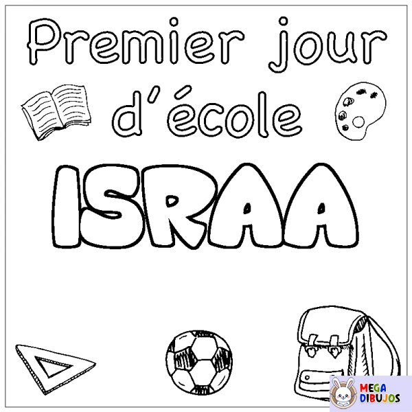 Coloración del nombre ISRAA - decorado primer d&iacute;a de escuela