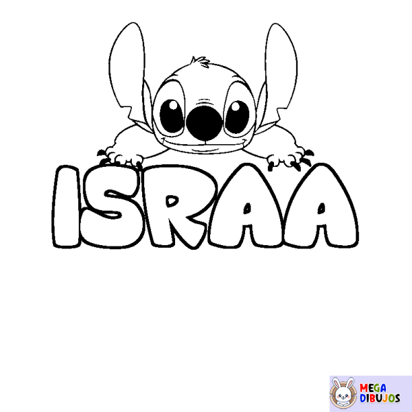 Coloración del nombre ISRAA - decorado Stitch