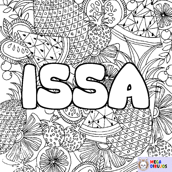 Coloración del nombre ISSA - decorado mandala de frutas